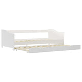 vidaXL Extendable Day Bed Solid Pine White 90x200 cm