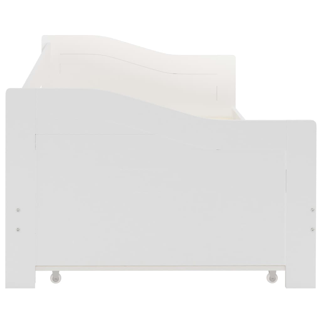 vidaXL Extendable Day Bed Solid Pine White 90x200 cm