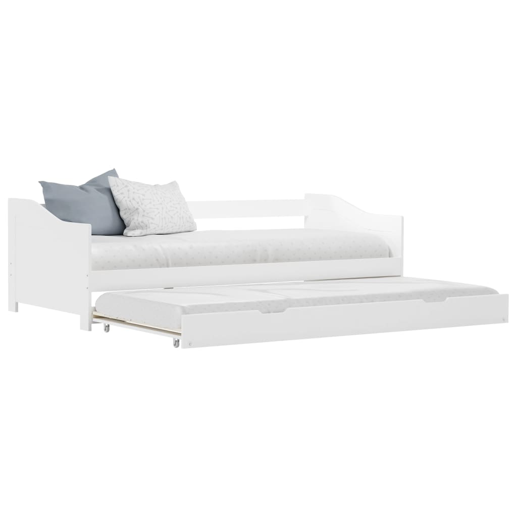 vidaXL Extendable Day Bed Solid Pine White 90x200 cm