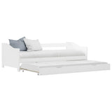 vidaXL Extendable Day Bed Solid Pine White 90x200 cm