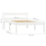 vidaXL Bed Frame Solid Pine Wood White 90x200 cm