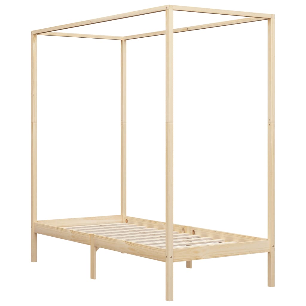 vidaXL Solid Pine Wood Four-Poster Bed Frame 100x200 cm
