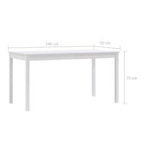 vidaXL Eettafel 140x70x73 cm grenenhout wit