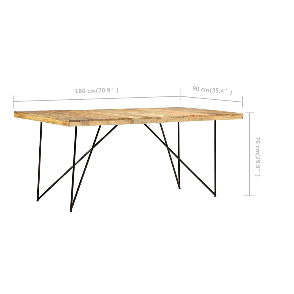 vidaXL Eettafel 180x90x76 cm massief mangohout