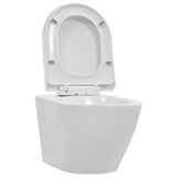 vidaXL Wall-hung rimless toilet ceramic white