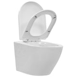 vidaXL Wall-hung rimless toilet ceramic white