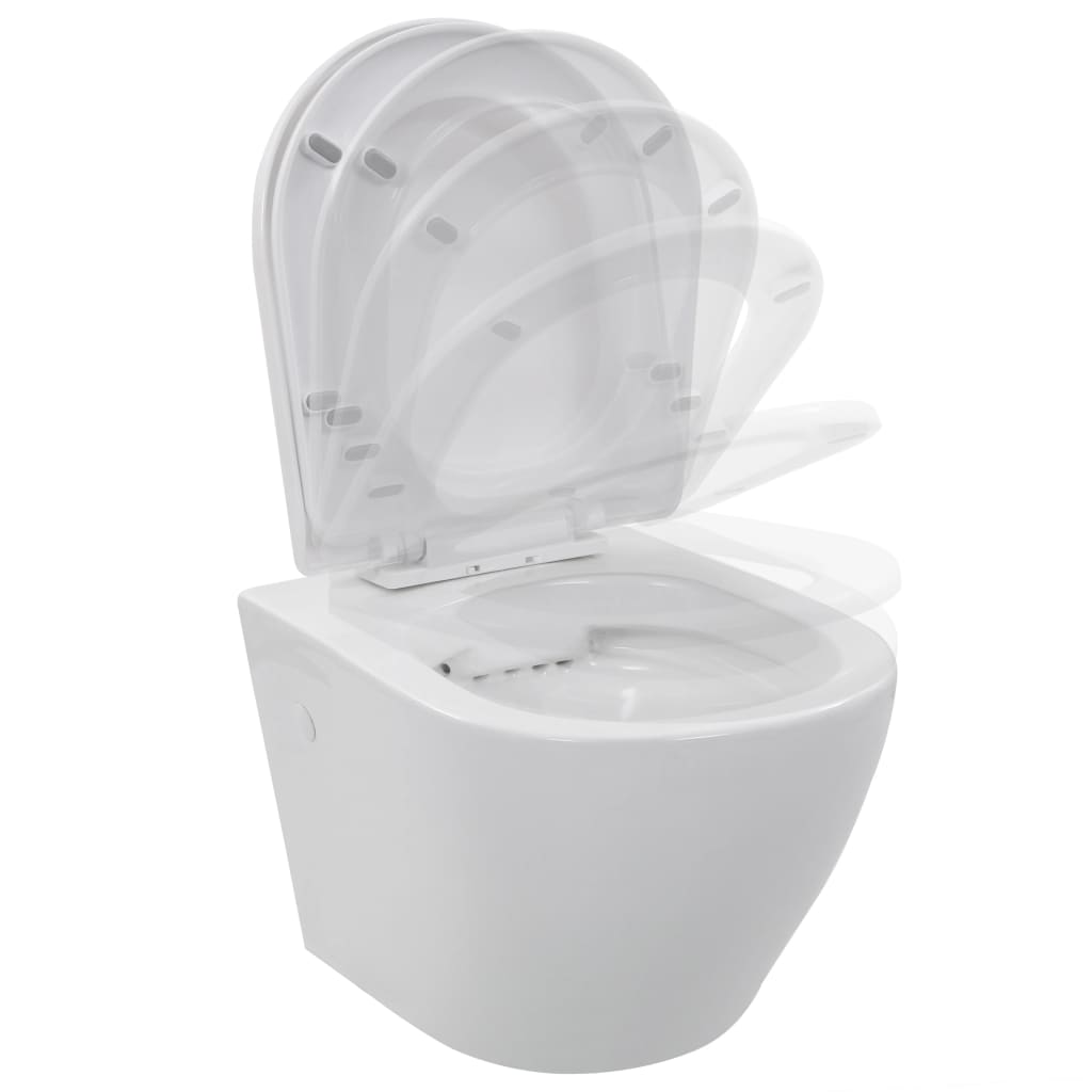 vidaXL Wall-hung rimless toilet ceramic white