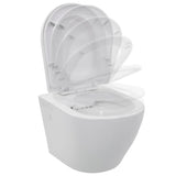 vidaXL Wall-hung rimless toilet ceramic white