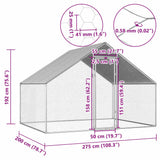 vidaXL Chicken Coop 2.75x2x1.92 m Galvanised Steel