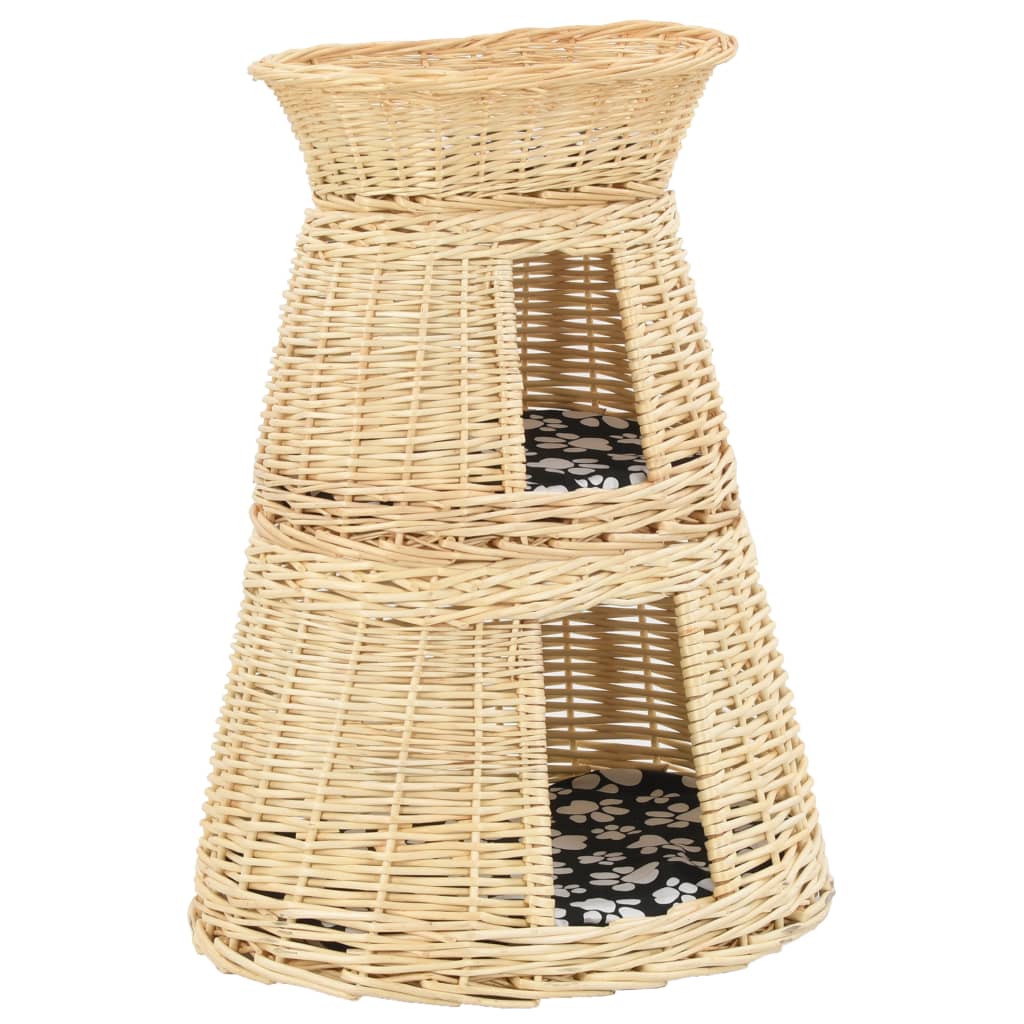vidaXL 3-Piece Cat Basket Set with Cushions 47x34x60 cm Natural Willow
