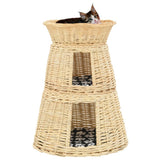 vidaXL 3-Piece Cat Basket Set with Cushions 47x34x60 cm Natural Willow