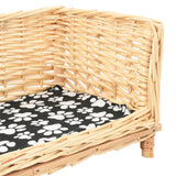 vidaXL Hondenmand met kussen 50x33x30 cm natuurlijk wilgen