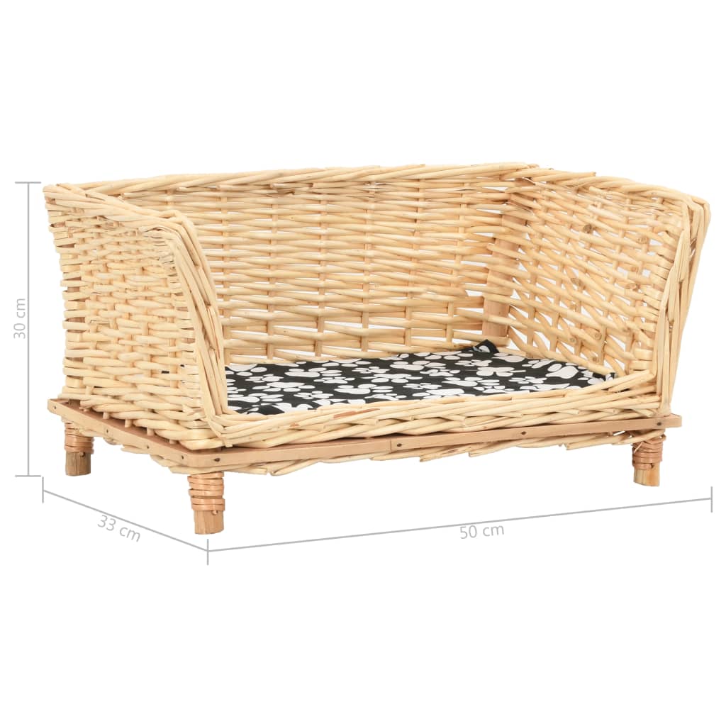 vidaXL Hondenmand met kussen 50x33x30 cm natuurlijk wilgen