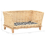 vidaXL Hondenmand met kussen 50x33x30 cm natuurlijk wilgen