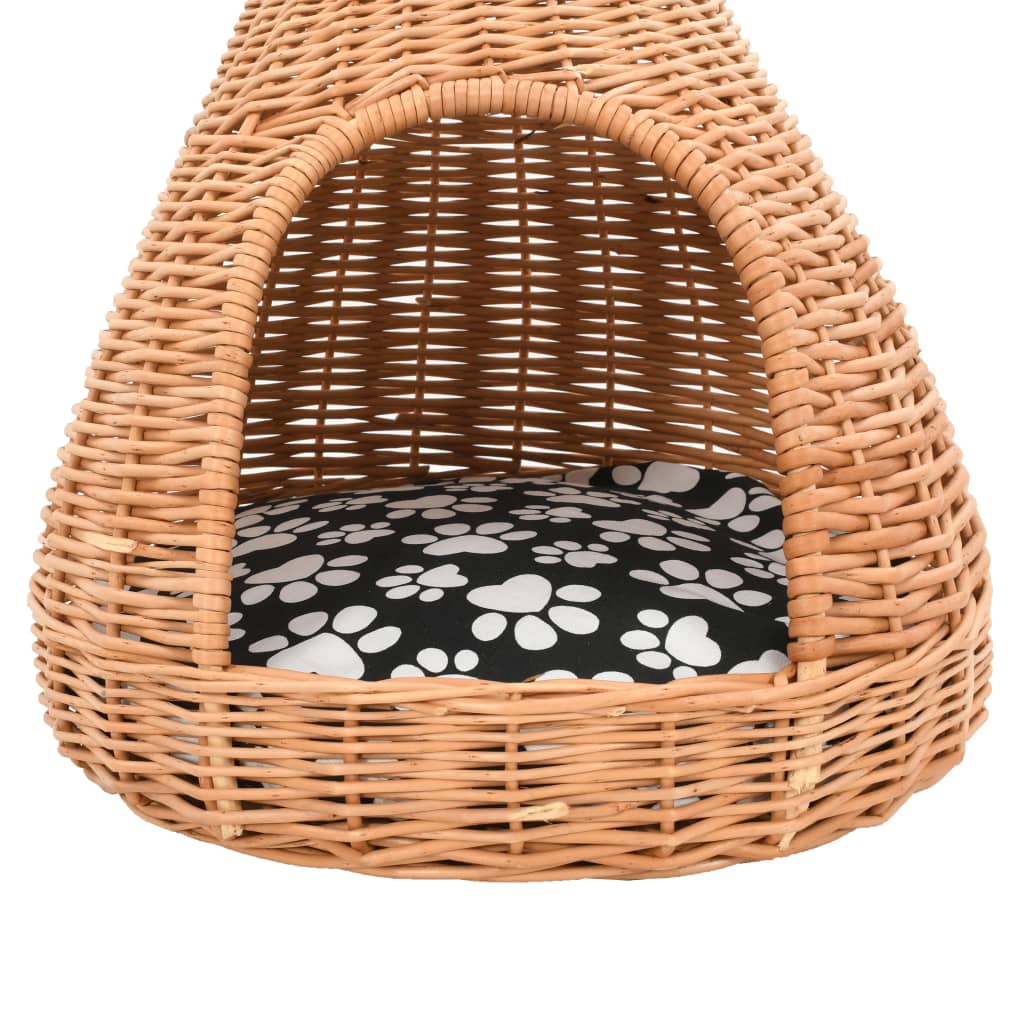 vidaXL Cat Tipi with Cushion 40x60 cm Natural Willow