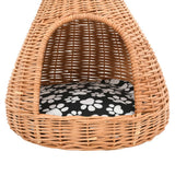vidaXL Cat Tipi with Cushion 40x60 cm Natural Willow