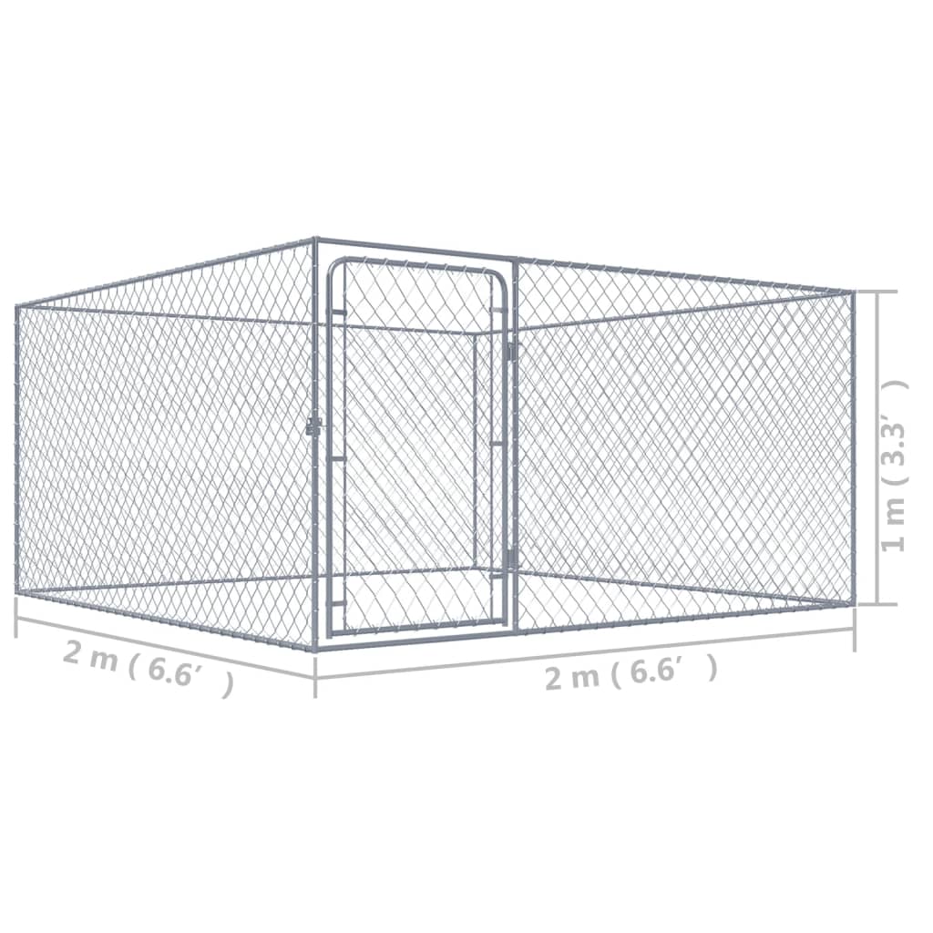 vidaXL Outdoor Dog Kennel 2x2x1 m Galvanized Steel