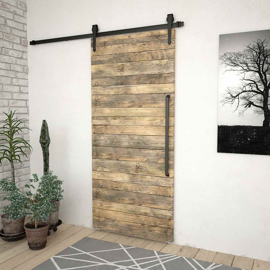 vidaXL Sliding Door Hardware Kit 183 cm Steel Black