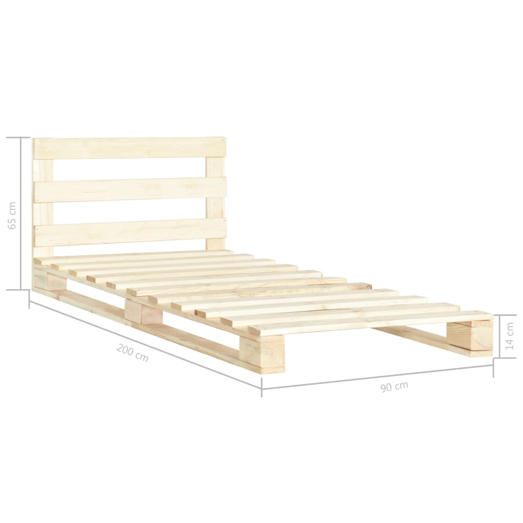 vidaXL Solid Pine Wood Pallet Bed Frame 90x200 cm