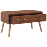 vidaXL Bench with Drawers 80 cm Faux Leather Brown