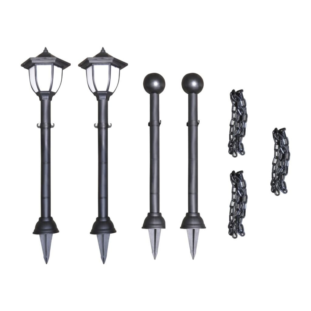 vidaXL Solar Lights 4 pcs with Fence and Poles
