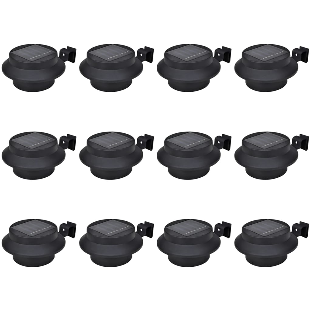 vidaXL Fence lights 12 pcs solar LED black