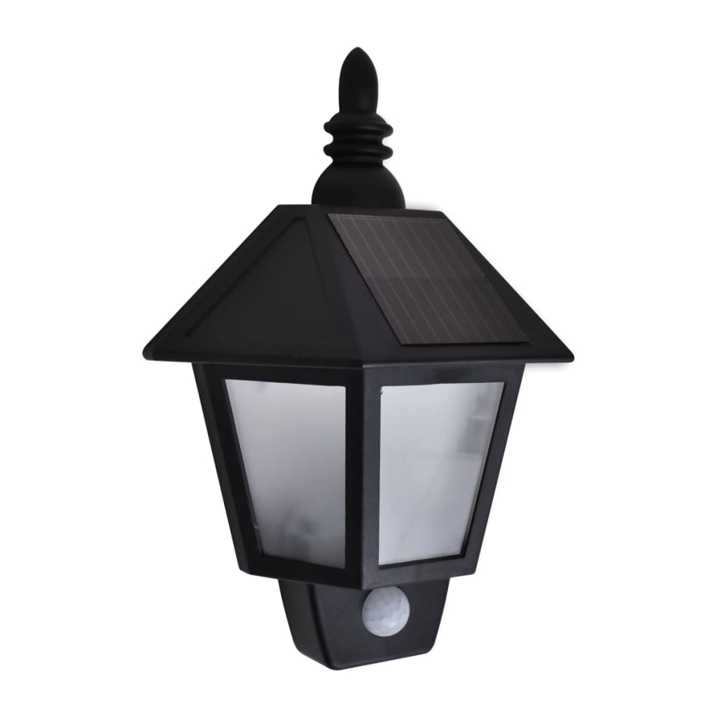 vidaXL Solar Wall Lights 2 pcs with Motion Sensor Black