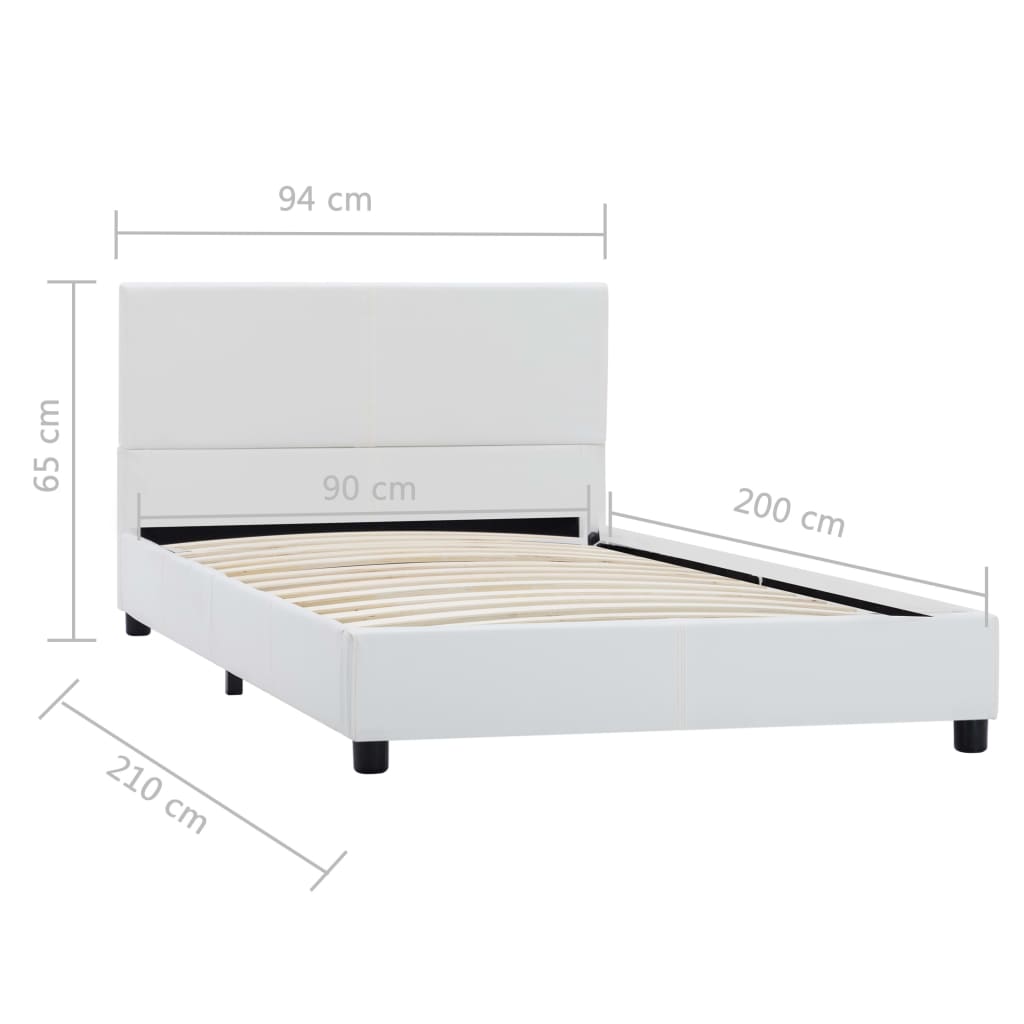 vidaXL Artificial Leather Bed Frame White 90x200 cm