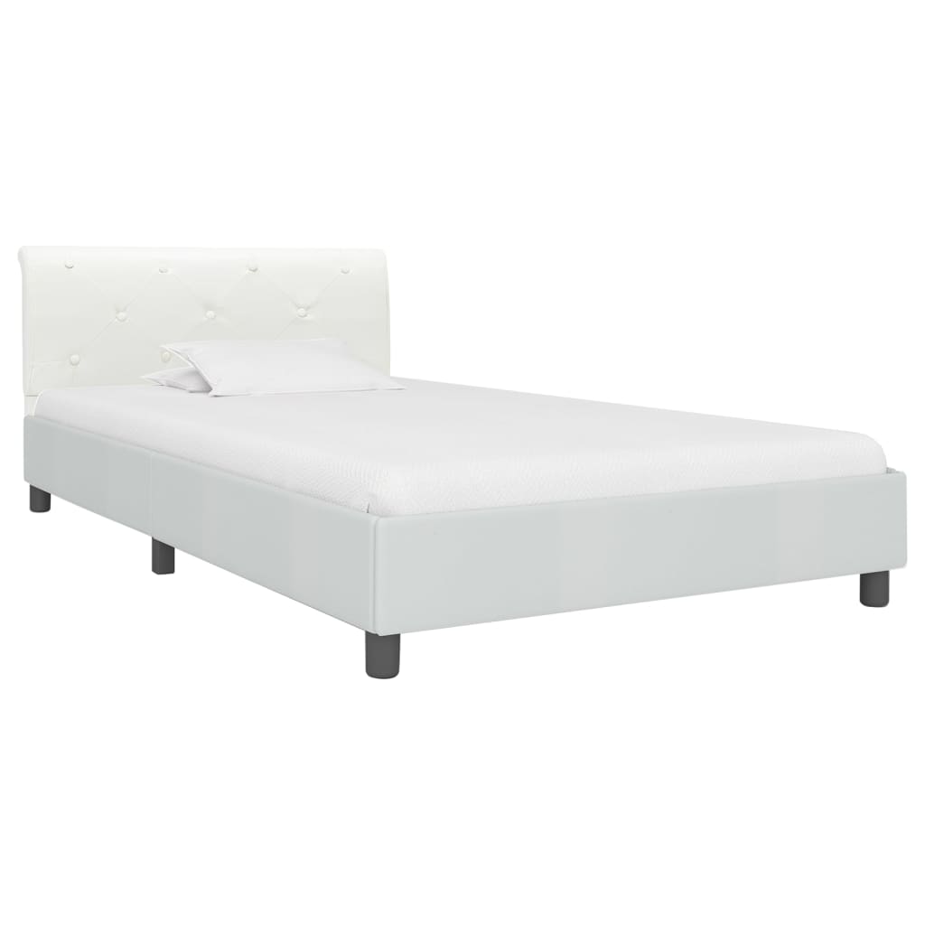 vidaXL Faux Leather Bed Frame White 90x200 cm