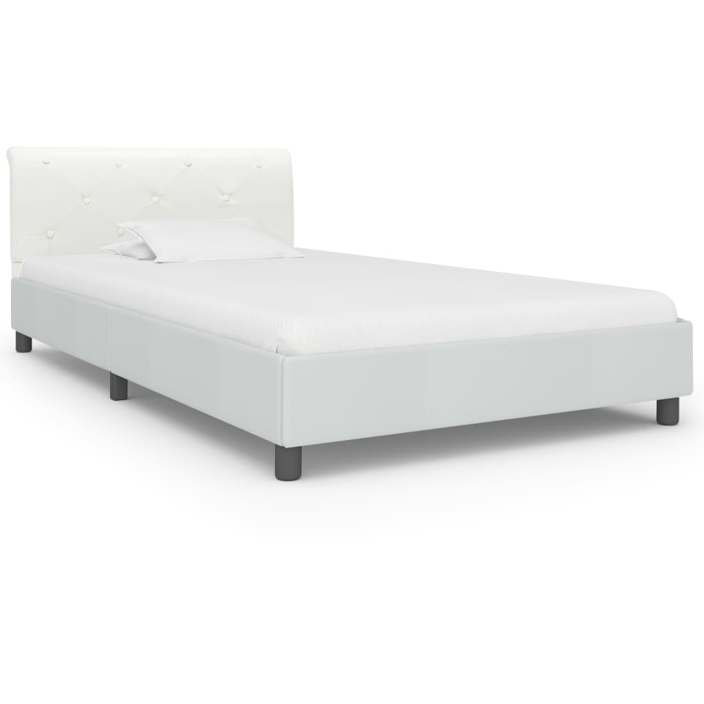 vidaXL Faux Leather Bed Frame White 90x200 cm