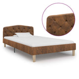 vidaXL Bed Frame Faux Suede Brown 90x200 cm