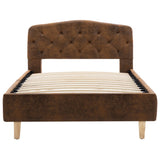 vidaXL Bed Frame Faux Suede Brown 90x200 cm