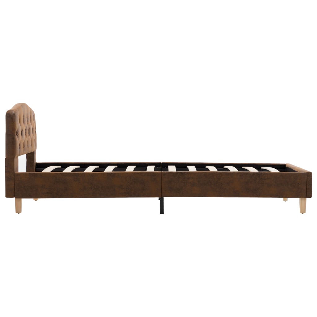 vidaXL Bed Frame Faux Suede Brown 90x200 cm