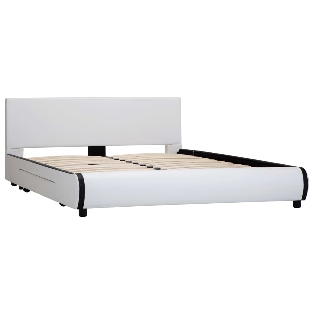 vidaXL Bedframe met lades kunstleer wit 140x200 cm