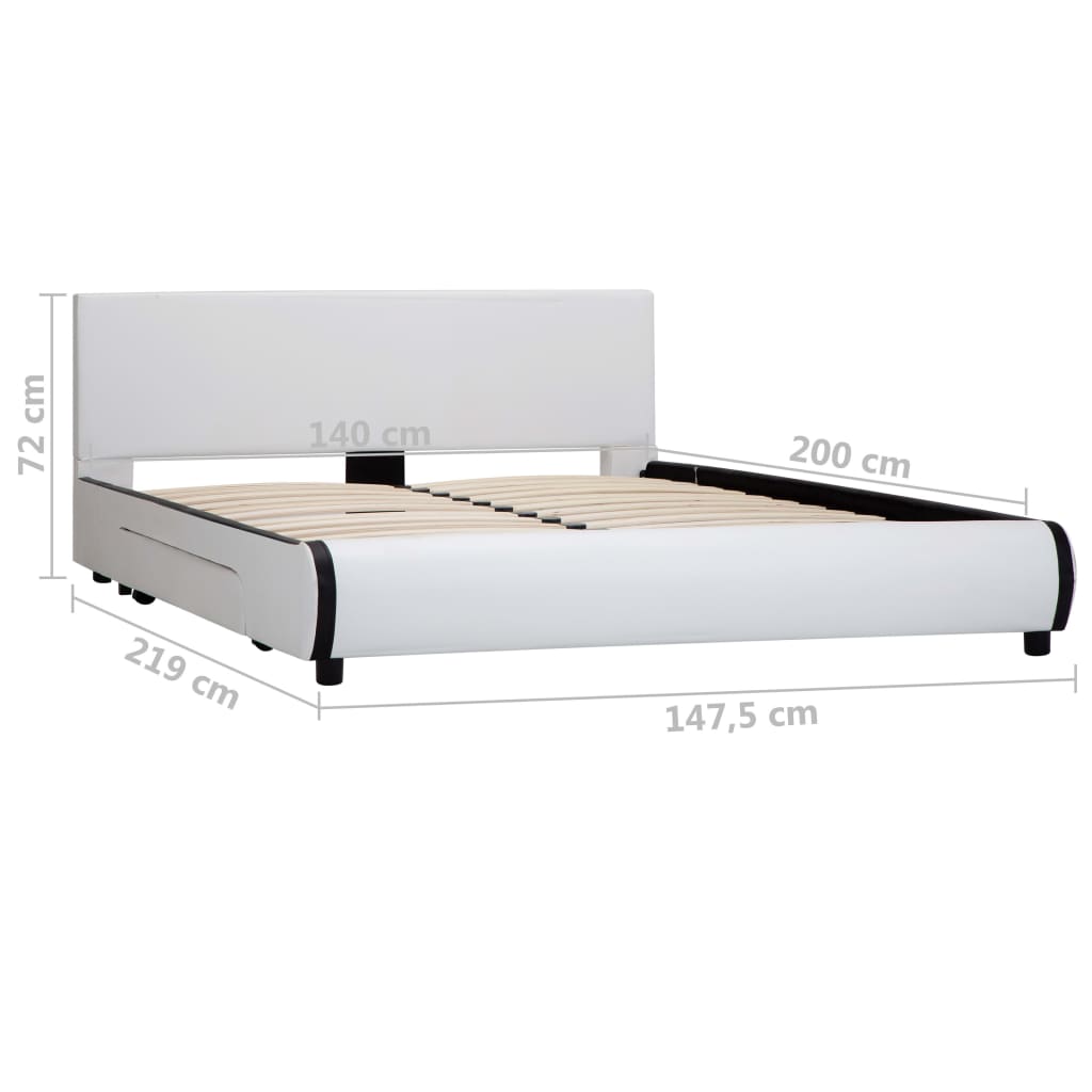 vidaXL Bedframe met lades kunstleer wit 140x200 cm