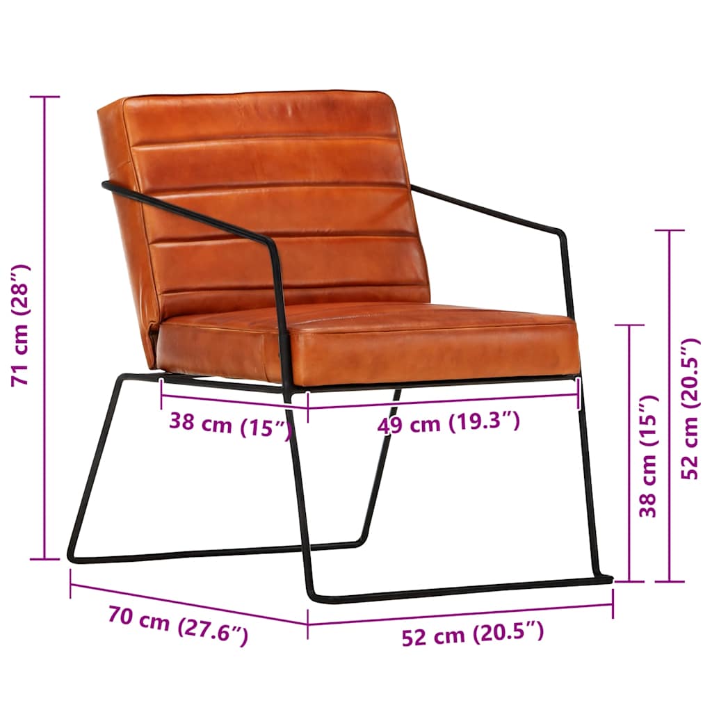 vidaXL Fauteuil echt leer tan