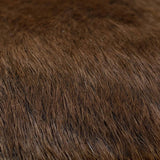 vidaXL Goat Leather and Solid Teak Stool
