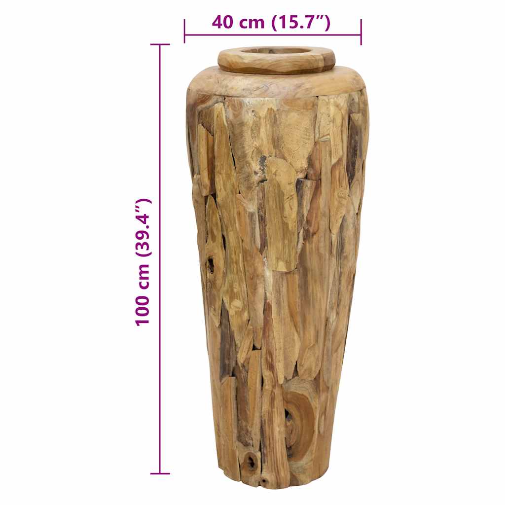 vidaXL Decorative Vase 40x100 cm Solid Teak Wood