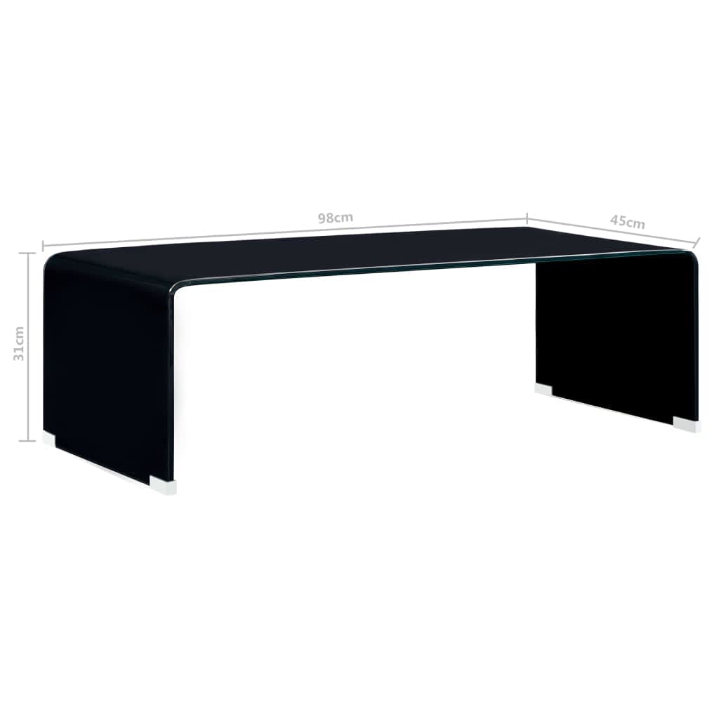 vidaXL Coffee Table 98x45x31 cm Tempered Glass Black