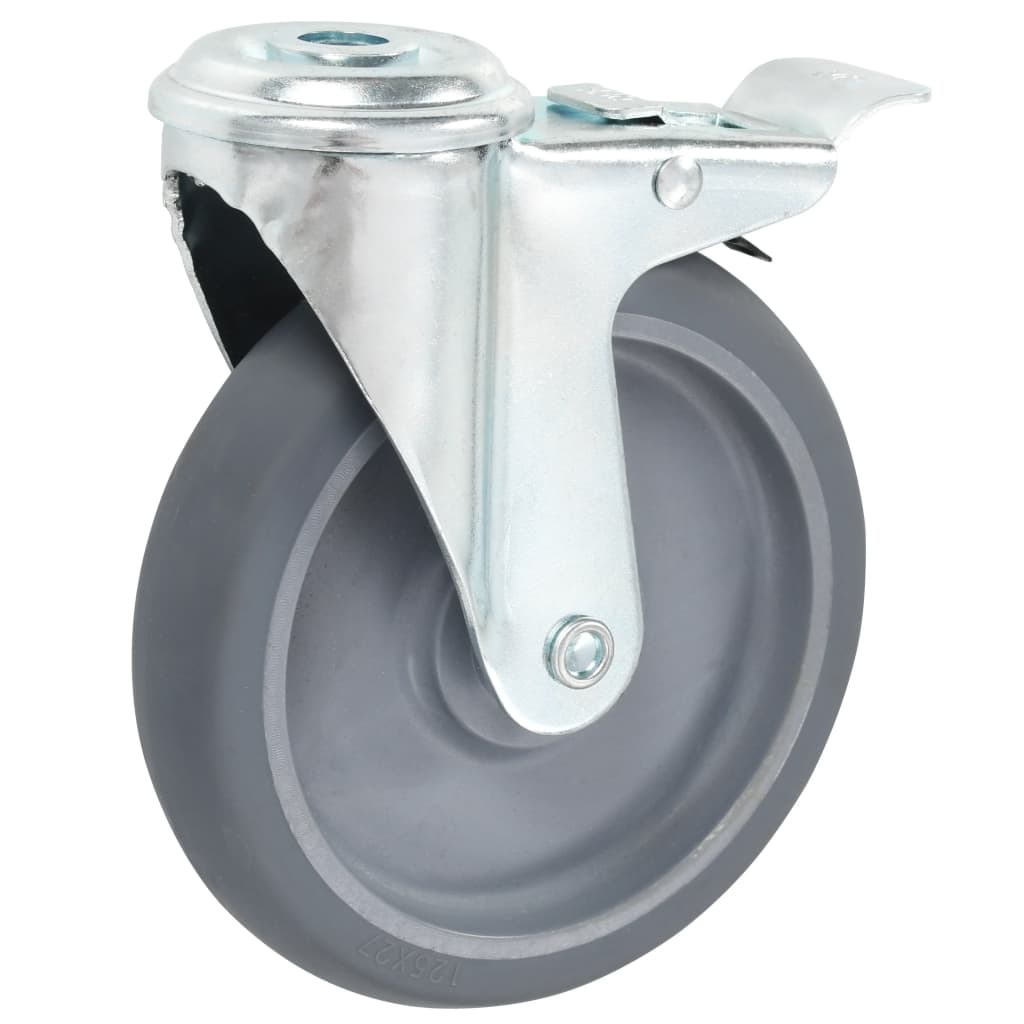 vidaXL Swivel Castor Wheels with Bolt Holes and Double Brakes 4 pcs 125 mm