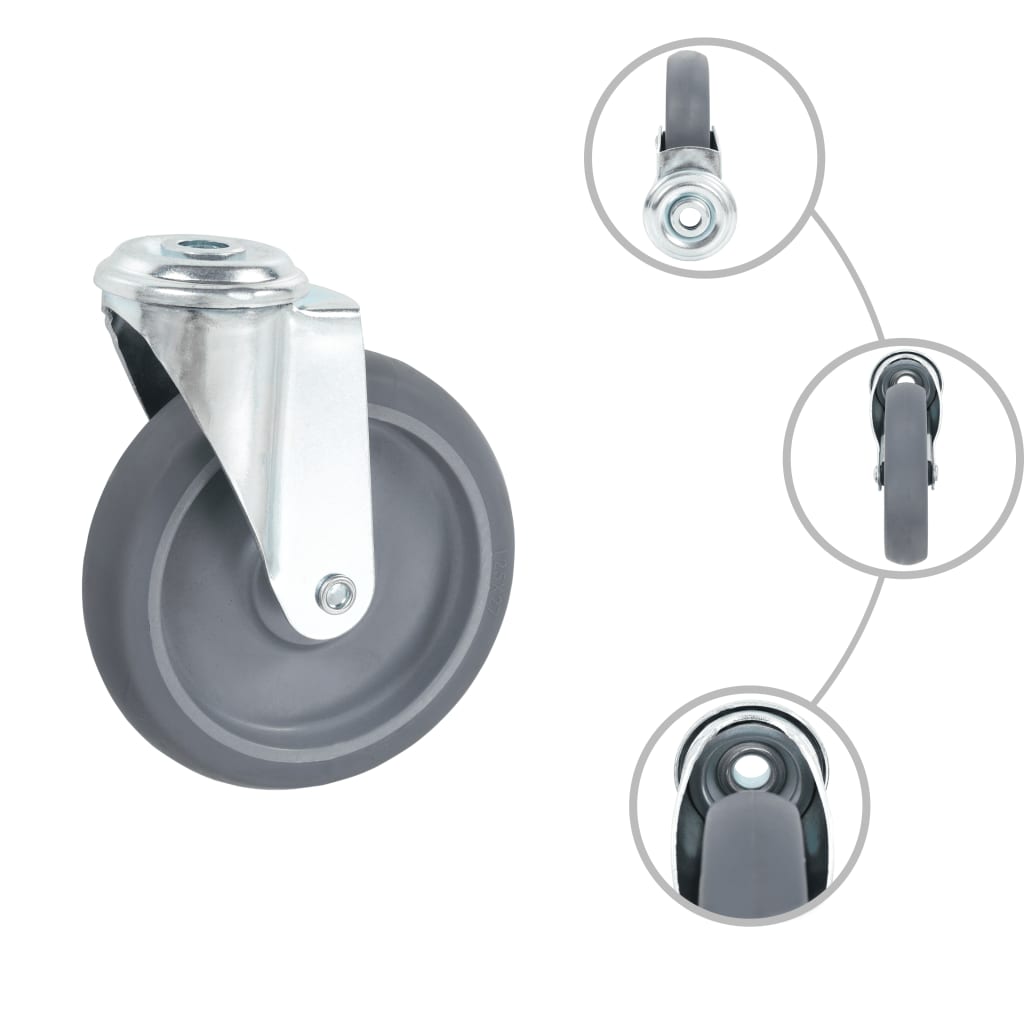 vidaXL Swivel Casters with Bolt Holes 4 pcs 125 mm