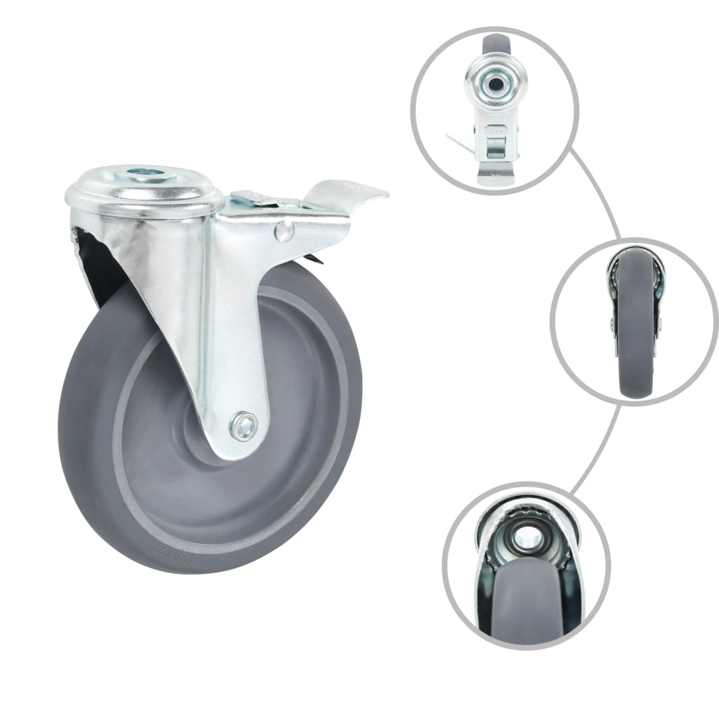 vidaXL Swivel Casters with Bolt Holes 4 pcs 125 mm