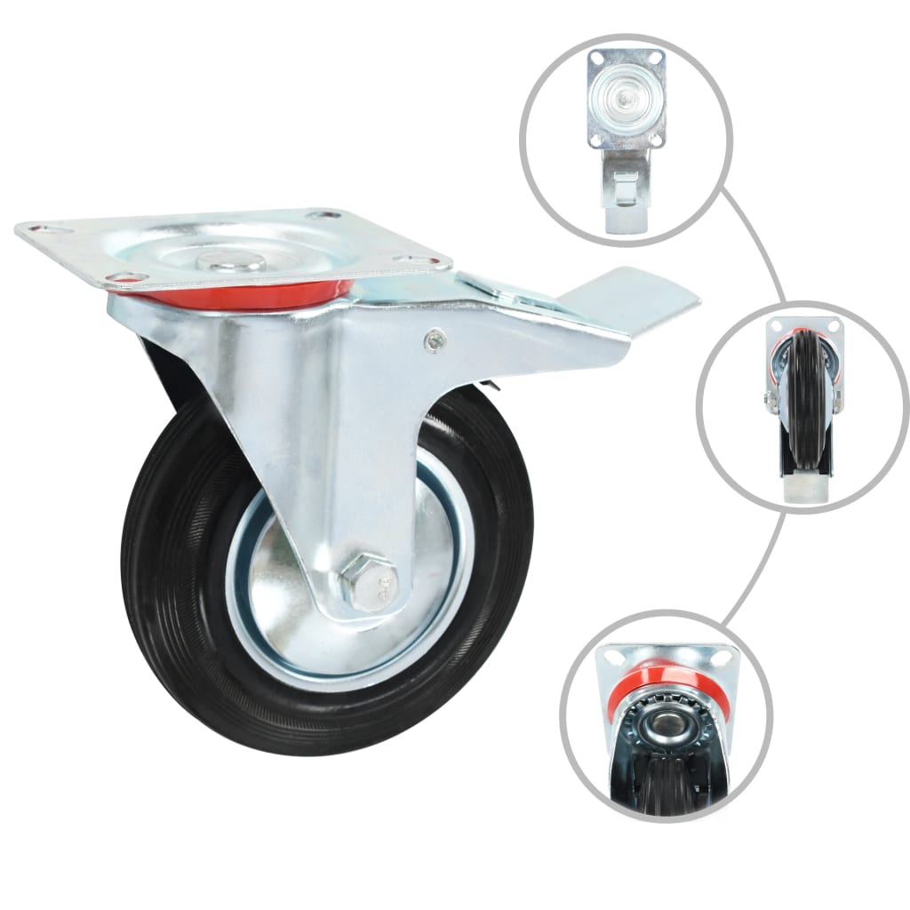 vidaXL Swivel Castors with Double Brakes 4 pcs 160 mm