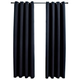 vidaXL Blackout Curtains with Metal Rings 2 pcs 140x175 cm Black