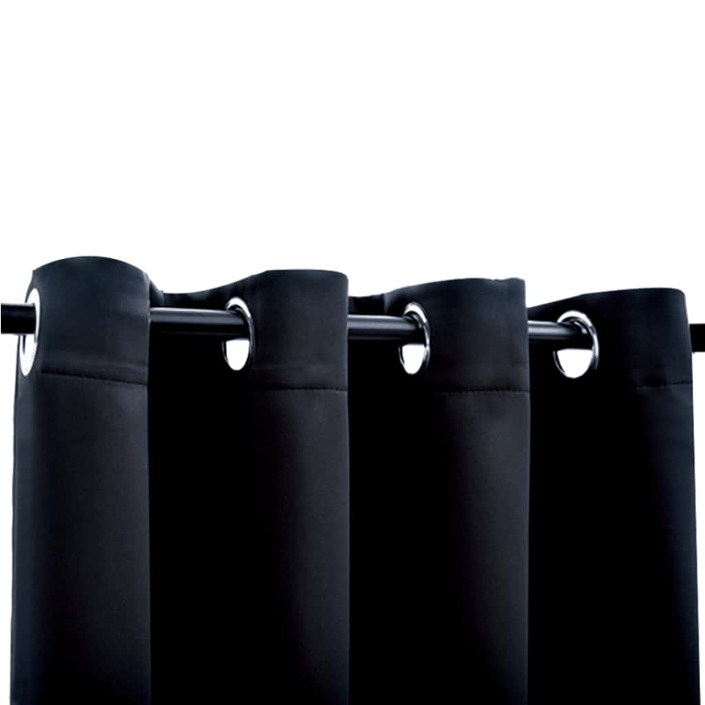 vidaXL Blackout Curtains with Metal Rings 2 pcs 140x175 cm Black