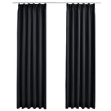 vidaXL Black Blackout Curtains with Hooks 2 pcs 140x175 cm