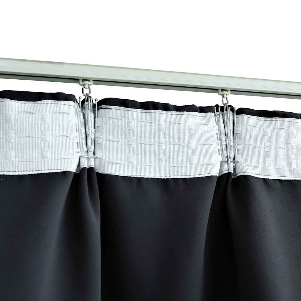 vidaXL Black Blackout Curtains with Hooks 2 pcs 140x175 cm