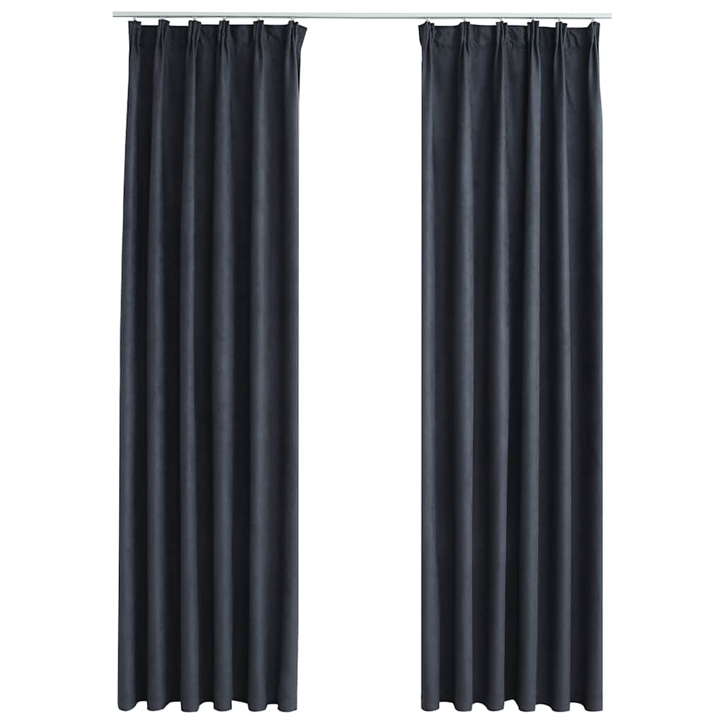 vidaXL Blackout Curtains with Hooks 2 pcs 140x175 cm anthracite