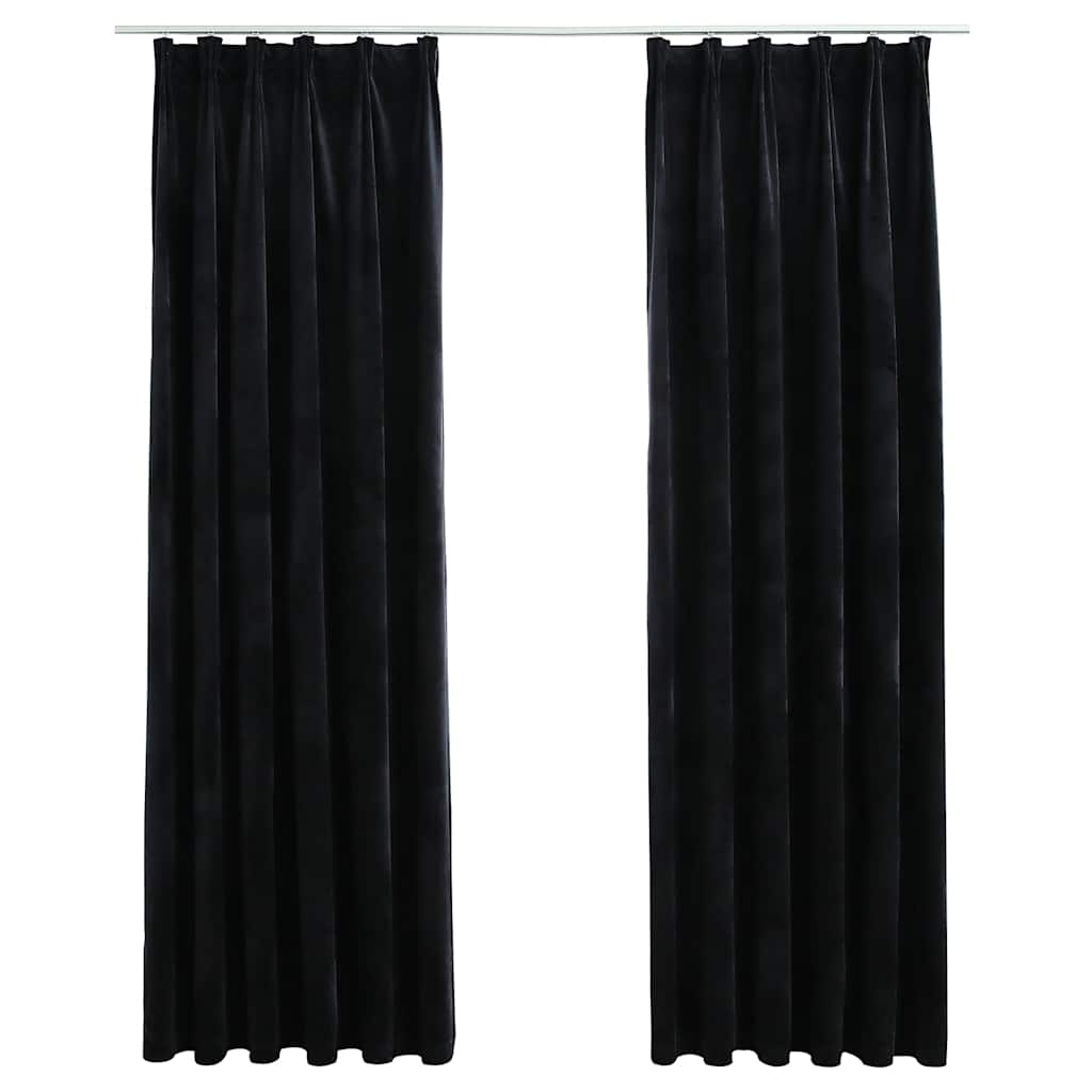 vidaXL Blackout Curtains 2 pcs with Hooks 140x175 cm Velvet Black