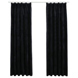 vidaXL Blackout Curtains 2 pcs with Hooks 140x175 cm Velvet Black